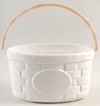 Heritage White Medium Basket with Handle