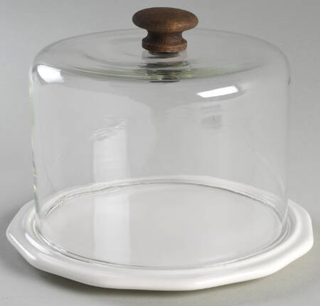 Heritage White Cheese Dish W/Glass Dome by Pfaltzgraff