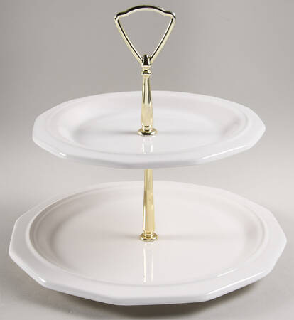 Heritage White 2-Tiered Serving Tray (Dinner & Luncheon Plates)