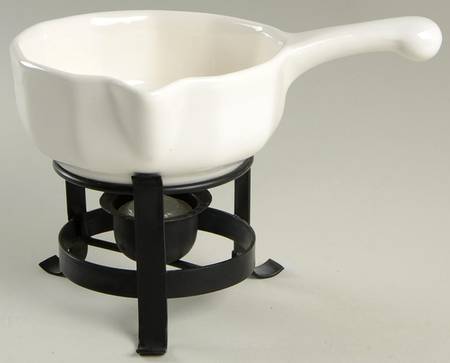 Heritage White Butter Warmer with Metal Stand