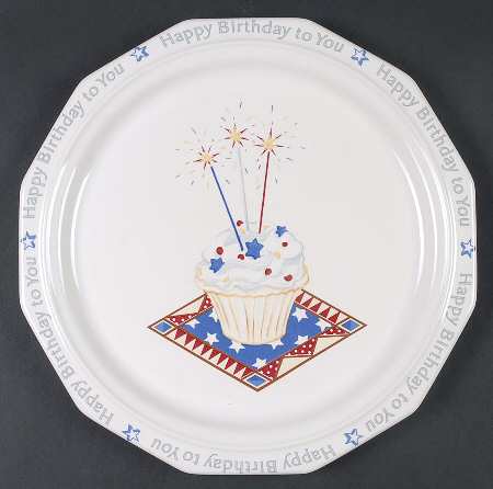 Heritage White Happy Birthday Cake Plate
