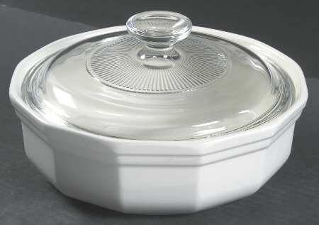 Heritage White 1.25 Qt Round Covered Casserole