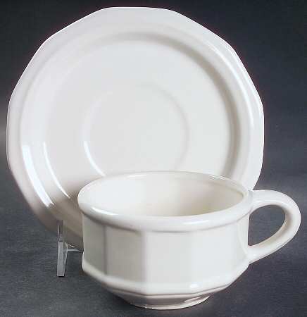 Heritage White Flat Cup & Saucer Set