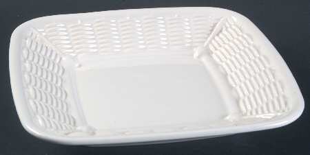 Heritage White Open Candy Dish with Wicker Trim