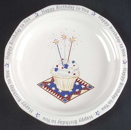 Heritage White Happy Birthday Luncheon Plate