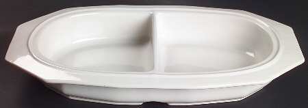 Heritage White 14" Oval Divided Vegetable Bowl