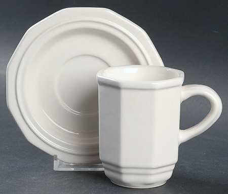 Heritage White Flat Demitasse Cup & Saucer Set by Pfaltzgraff