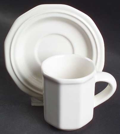 Heritage White Flat Demitasse Cup & Saucer Set