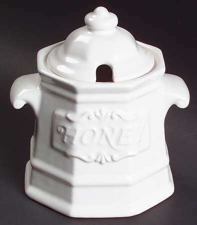 Heritage White Honey Pot & Lid