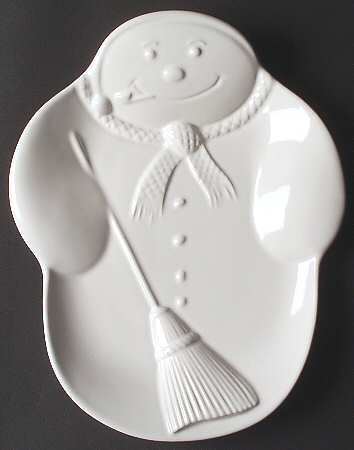 Heritage White Snowman Plate