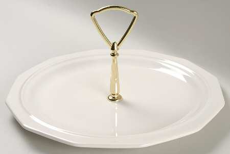Heritage White Round Serving Plate with Handle (DP)