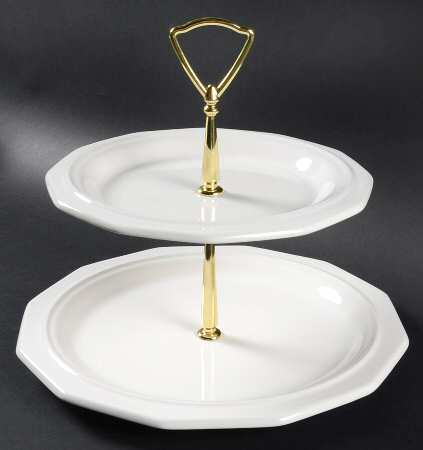 Heritage White 2 Tiered Serving Tray (Dinner & Salad Plate)