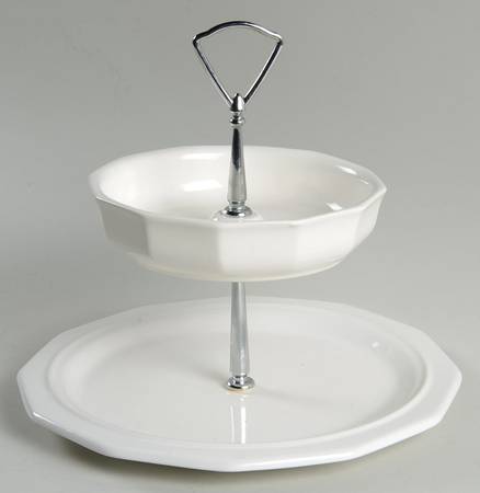 Heritage White 2 Tiered Serving Tray(Dinner Plate Lg& Coupe Soup)