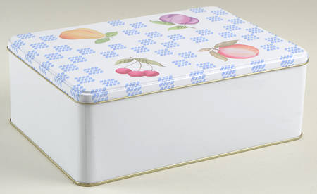Hopscotch (Fruit) Large Rectangular Storage Tin W/Lid