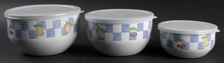 Hopscotch (Fruit) (3 Pc) Metal Bowl w/Plastic Lids (5 3/4,6,7)