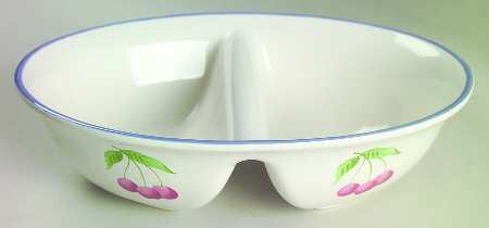 Hopscotch (Fruit) 10" Oval Divided Vegetable Bowl