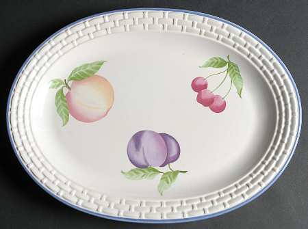 Hopscotch (Fruit) 14" Oval Basketweave Serving Platter