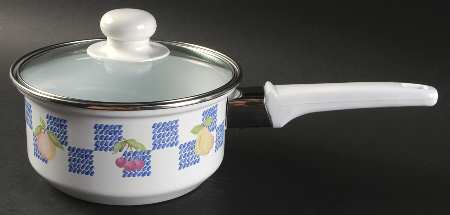 Hopscotch (Fruit) 1 Quart Metal Cvrd Saucepan with Glass Lid