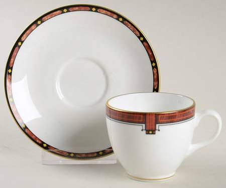 Marquetry Flat Demitasse Cup & Saucer Set