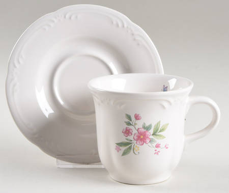 Meadow Lane Flat Cup & Saucer Set by Pfaltzgraff