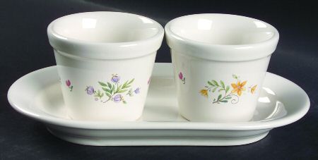 Meadow Lane Herb Pots with Tray (2 Pots and 1 Tray)