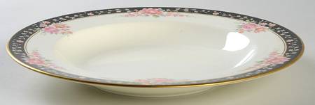 Midnight Bouquet Large Rim Soup Bowl
