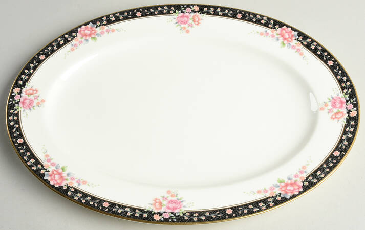 Midnight Bouquet 14" Oval Serving Platter