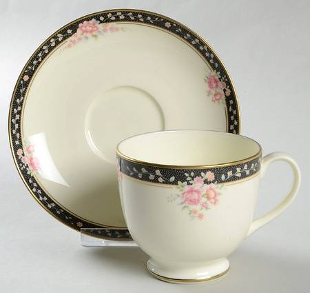 Midnight Bouquet Footed Cup & Saucer Set