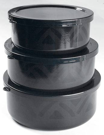 Midnight Sun (3 Piece) Metal Bowl W/Plastic Lids (5", 6", 7")