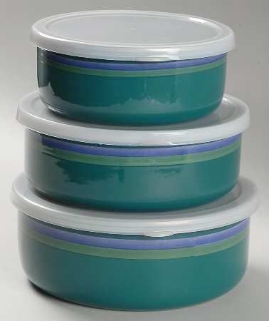 Mountain Shadow (3 Piece) Metal Bowl W/Plastic Lids (5", 6", 7")