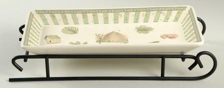 Naturewood Sled Server-11" Rectangular Tray W/Iron Sled Stand
