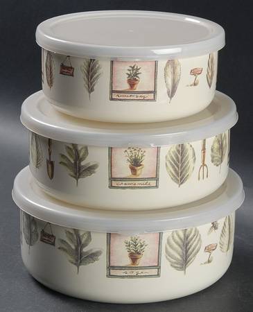 Naturewood 3 Pc Metal Bowl W/Plastic Lid (6", 7", 7 3/4")