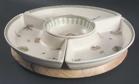 Naturewood (5 Pc) Lazy Susan (3 Sides, 1 Center & Wood Base)