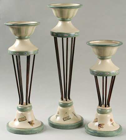 Naturewood Metal & Resin Candleholder - Set of 3