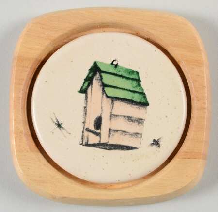 Naturewood Ceramic Center Wood Frame Coaster