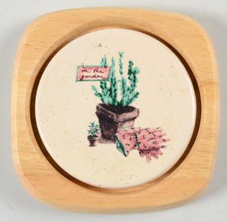 Naturewood Ceramic Center Wood Frame Coaster