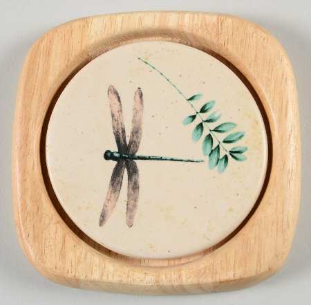 Naturewood Ceramic Center Wood Frame Coaster