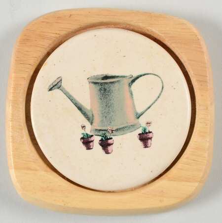 Naturewood Ceramic Center Wood Frame Coaster