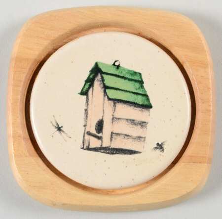 Naturewood Ceramic Center Wood Frame Coaster