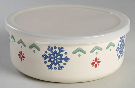 Nordic Christmas 71/4" Metal Bowl W/Plastic Lid by Pfaltzgraff