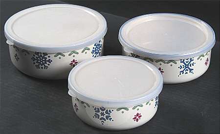 Nordic Christmas 3pc Metal Bowls&Plastic Lids (5 7/8",6 5/8",7 1/4)