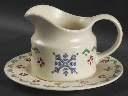 Nordic Christmas Round Gravy Boat & Underplate (Salad Plate) by Pfaltzgraff