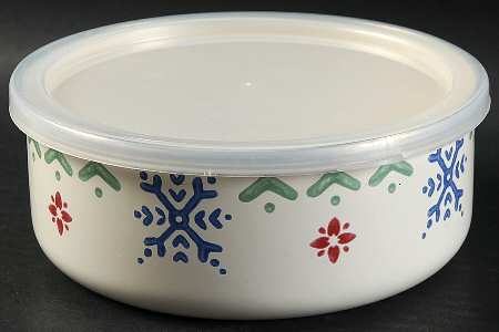 Nordic Christmas 6 5/8" Metal Bowl W/Plastic Lid by Pfaltzgraff