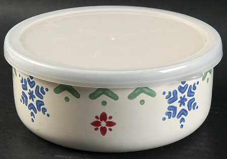Nordic Christmas Bowl-Metal 5 7/8"  with Plastic Lid by Pfaltzgraff