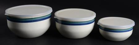 Northwinds 3 Pc Metal Bowl W/Plastic Lids(5 3/4",6 7/8"&7 3/4