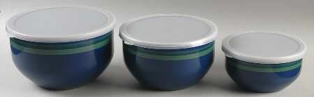 Ocean Breeze 3 Pc Metal Bowl & Plastic Lid (5 3/4", 7", 7 3/4")