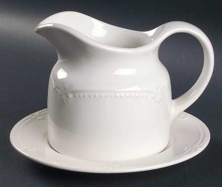 Pearl Brocade Gravy Boat & Underplate