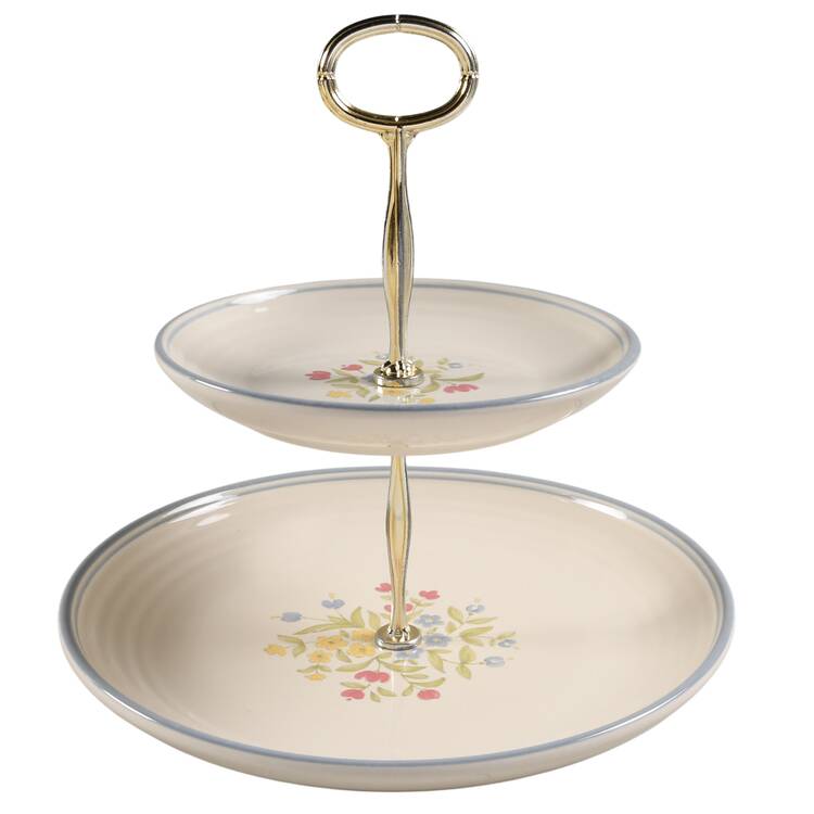 Perennials (Medley Collection) 6 5/8"-10"  2 Tiered Serving Tray (Dp, Sp) HC