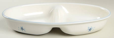 Poetry Glossy 12" Oval Divided Vegetable Bowl