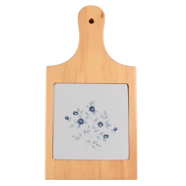 Poetry Glossy 10" Natural Wood Cheese Board with Tile  HC